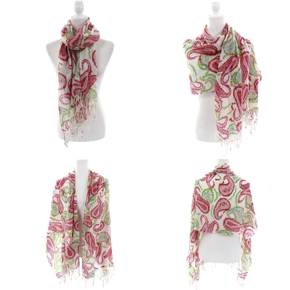 Paisley Fringe Scarf‎ Wrap Pink Versatile Romantic Bohemian Feminine Casual Boho
